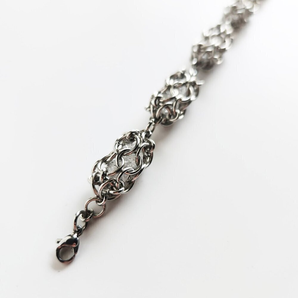 Clear quartz chunky silver bracelet - Picture 7 of 10